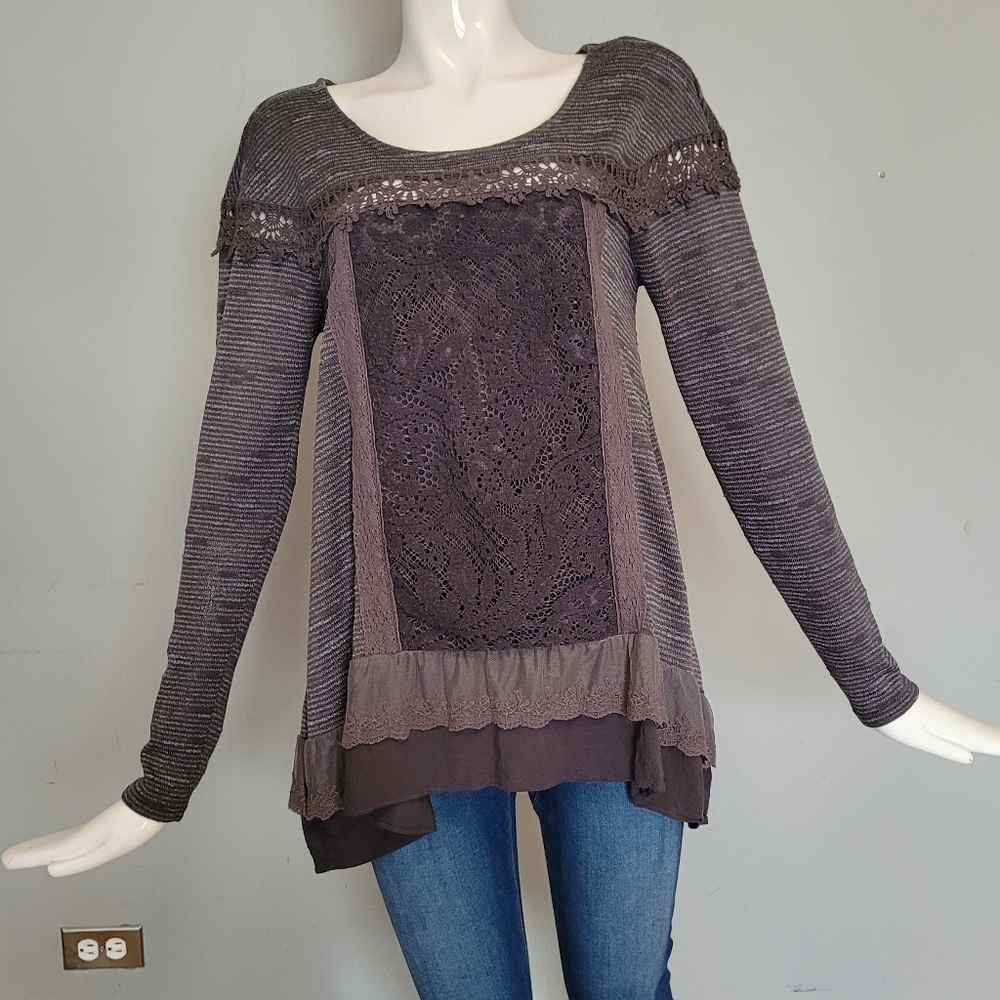 Anthropologie Meadow Rue Greylace Tunic, VGUC, Size M - Picture 2 of 8
